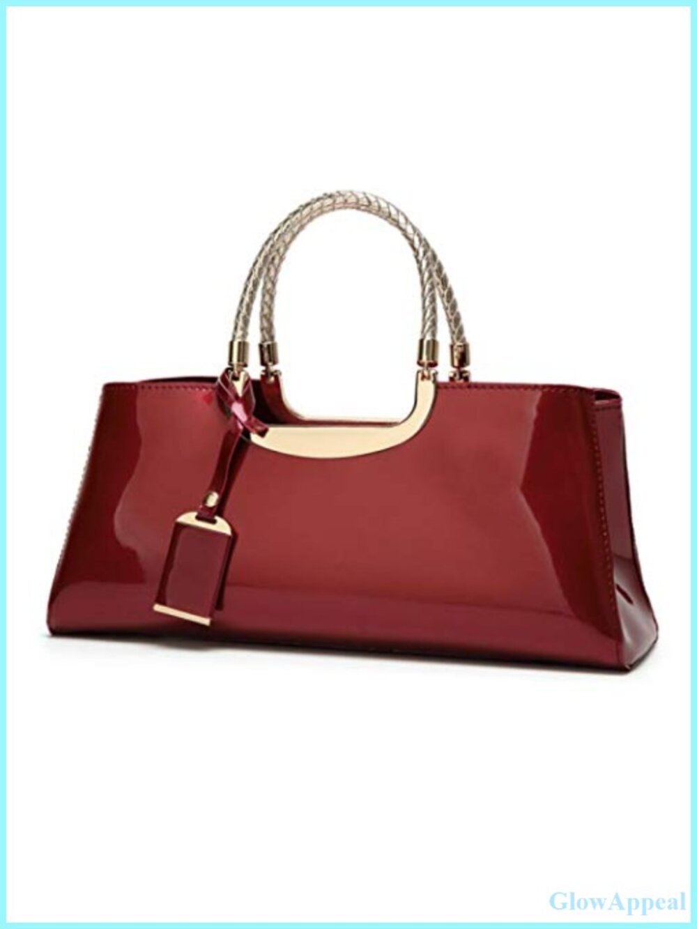 Patent Leather Structured Satchel Crossbody Top Handle Evening Party Handbag